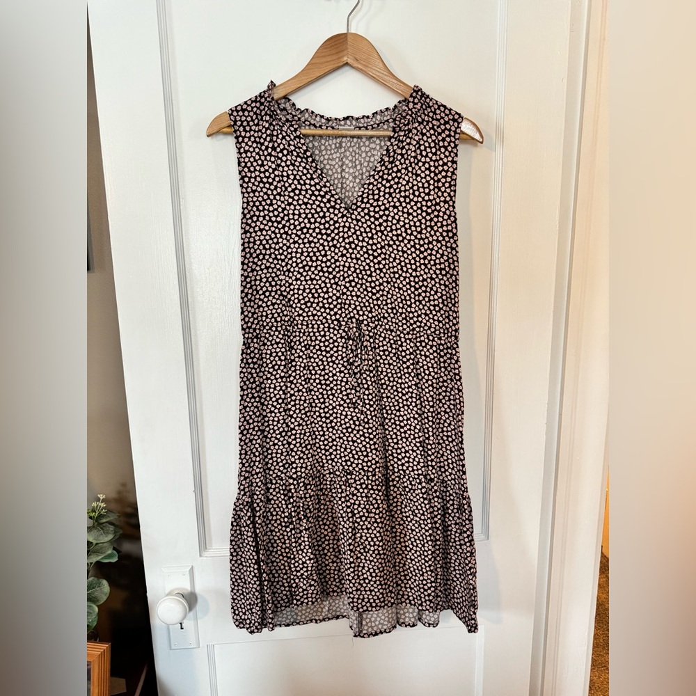 GAP Factory Maroon Floral Sleeveless Splitneck Mini Dress